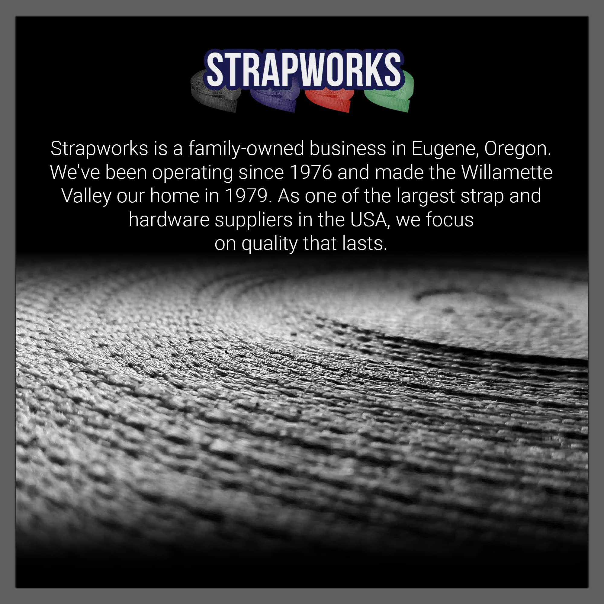 Strapworks BioThane 1in 1000lb breaking-strength webbing for heavy-duty slings and straps.