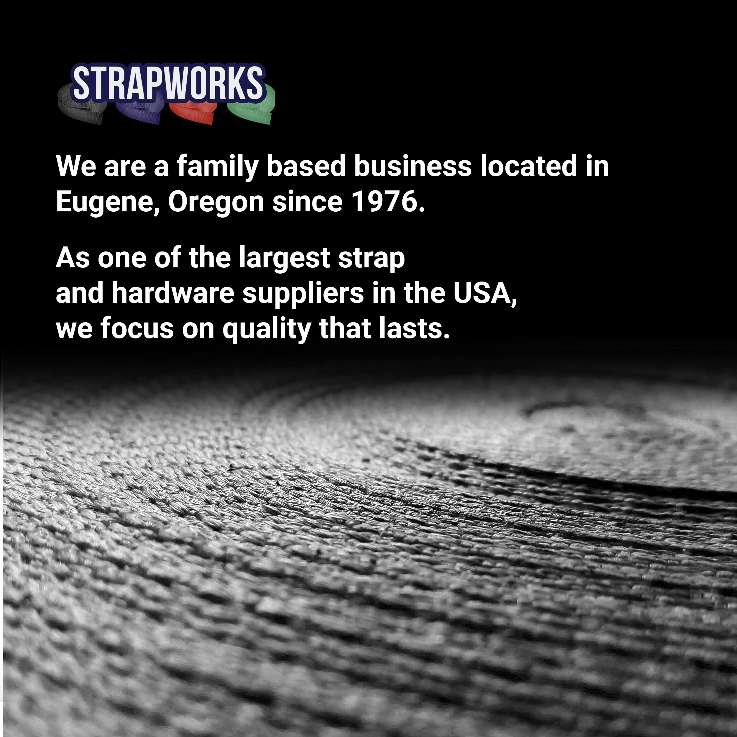Strapworks polyester webbing supporting outdoor gear and equine equipment.
