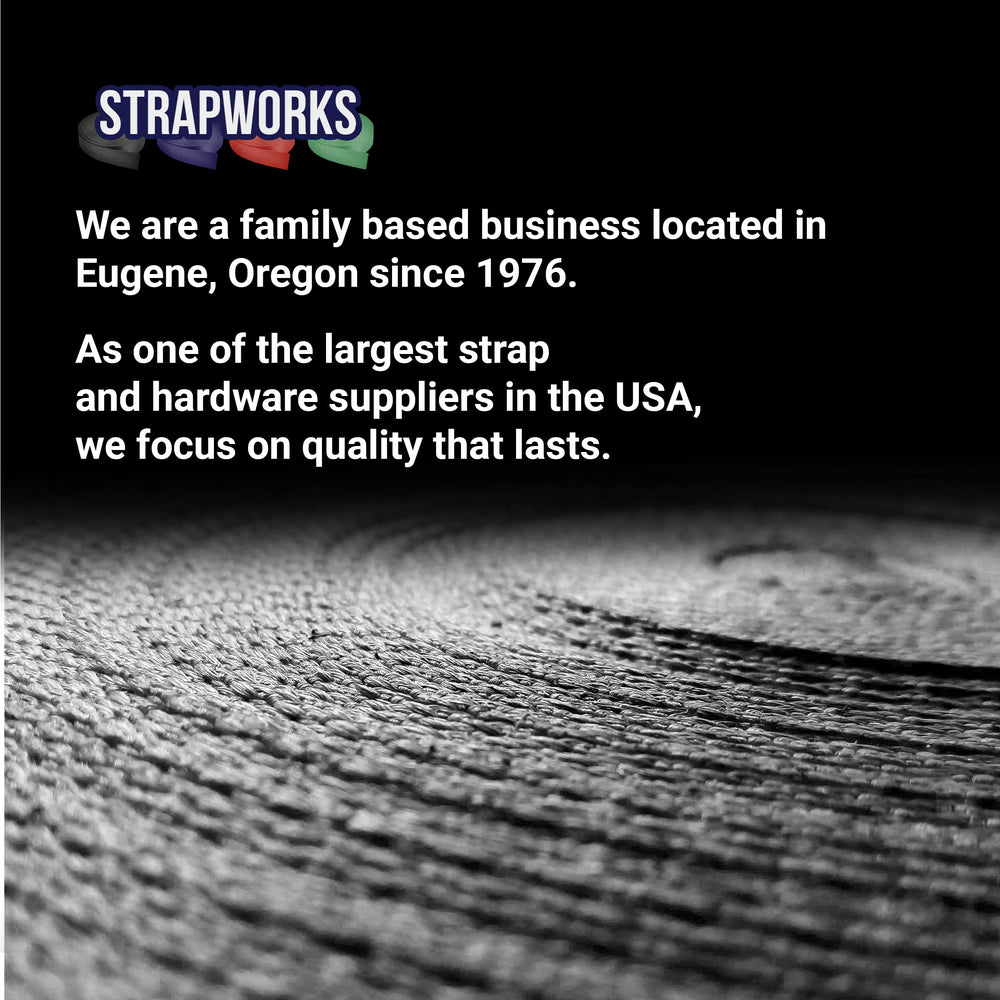 Strapworks polyester webbing supporting outdoor gear and equine equipment.
