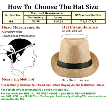 Two-pack straw trilby hats for men and women