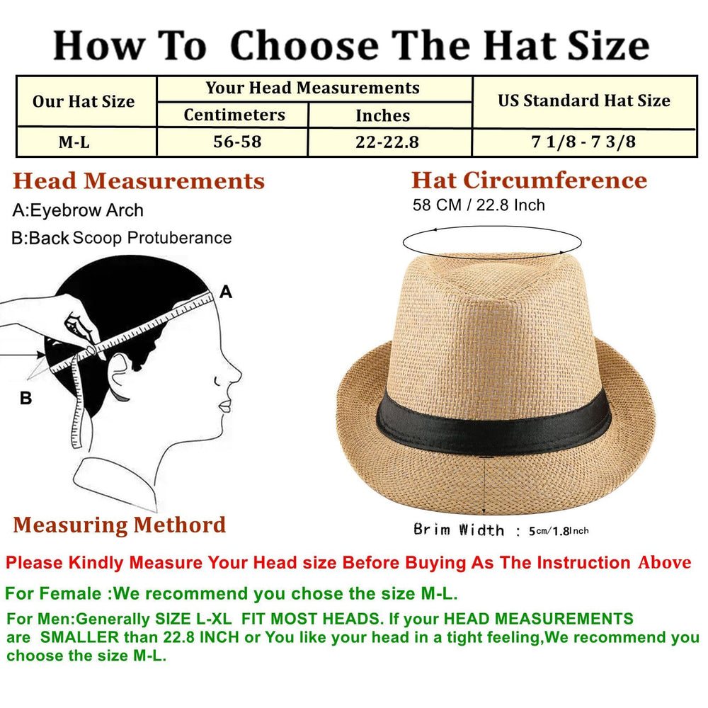 Two-pack straw trilby hats for men and women