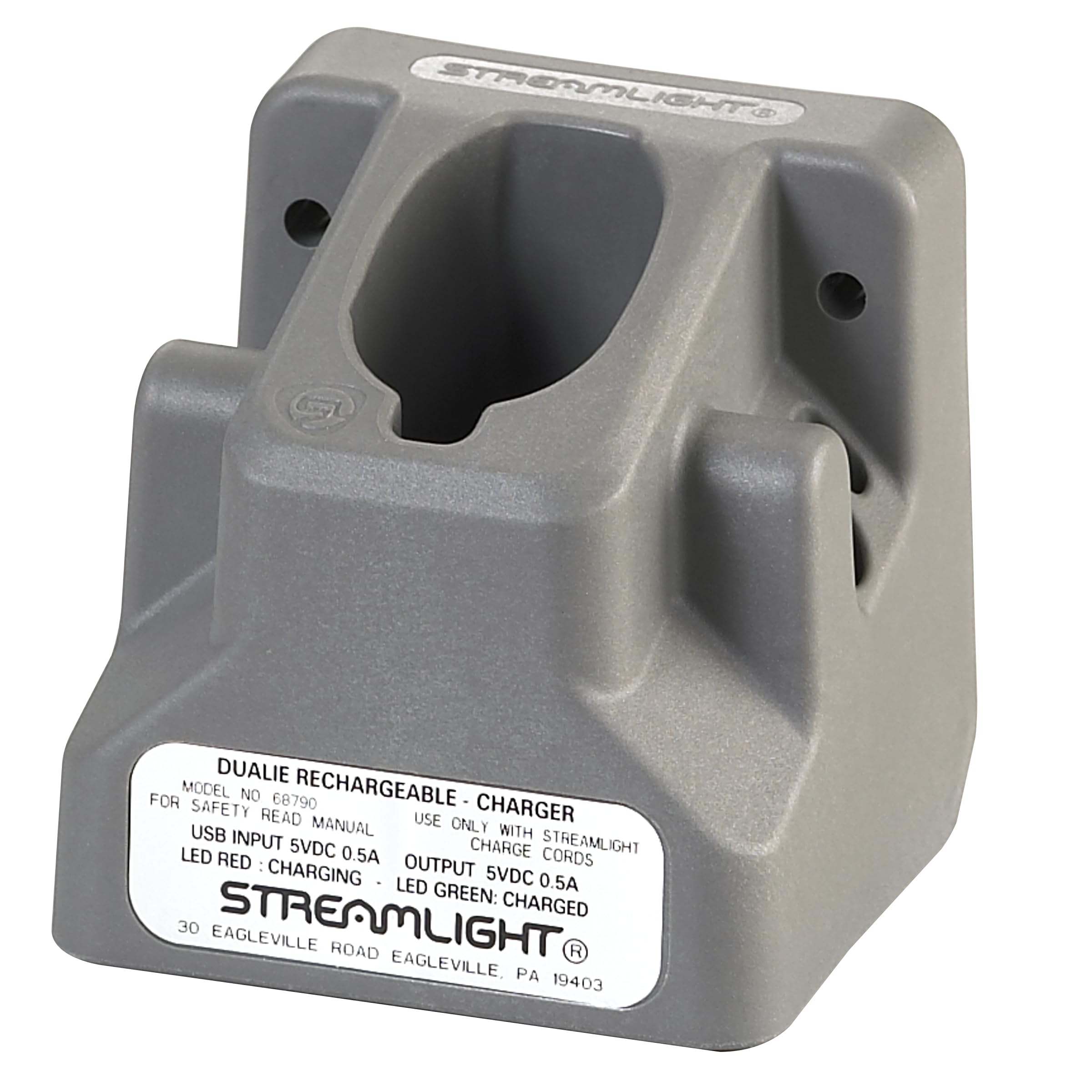 Streamlight Dualie Rechargeable Charger Holder with dual charging slots for on-the-go efficiency.