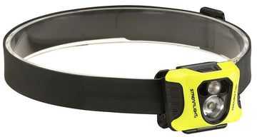 Streamlight Enduro Pro headlamp worn on a hard hat for hands-free visibility