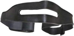 Streamlight rubber hardhat strap installed on a helmet demonstrates secure wear on rugged sites.