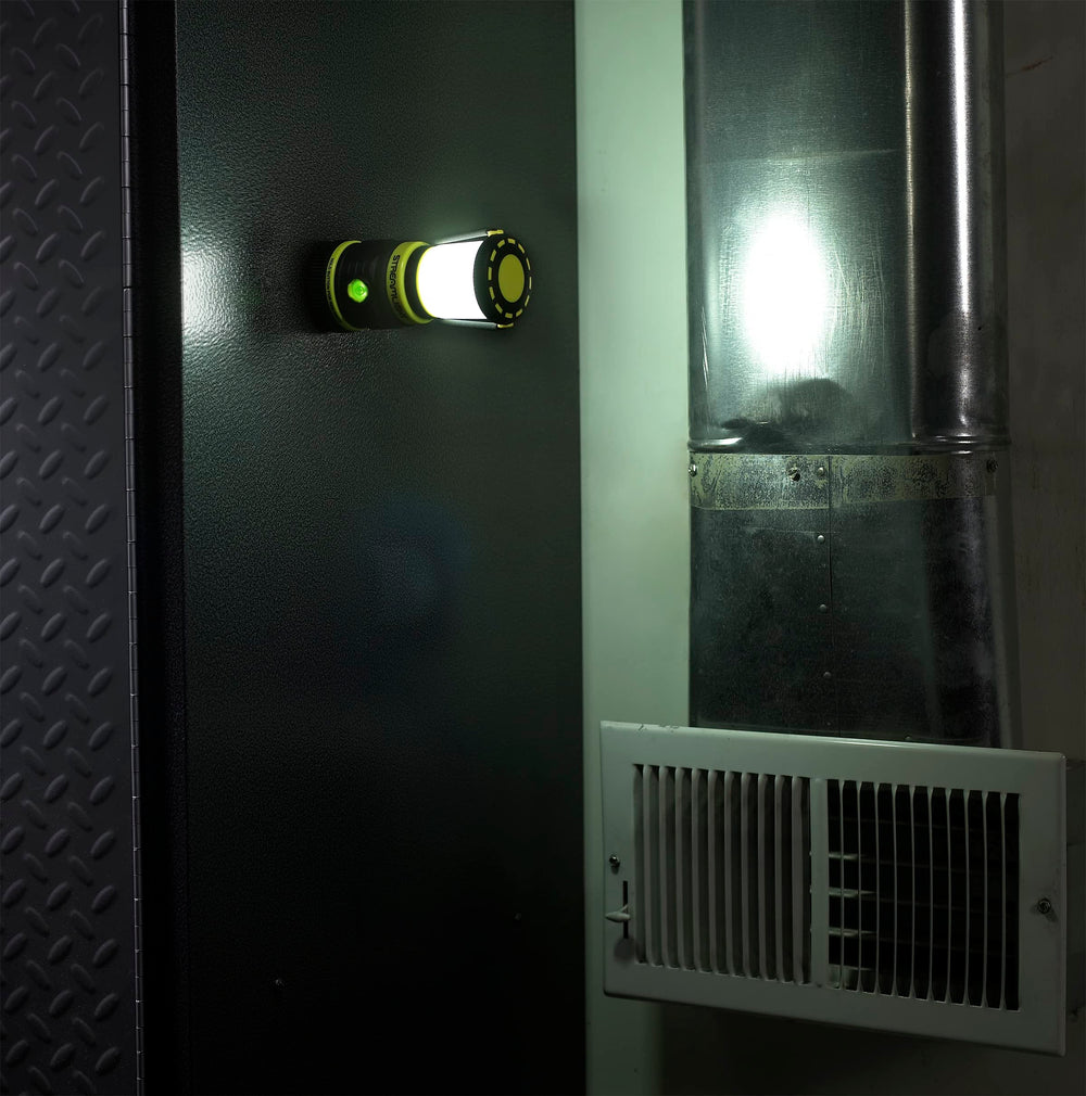 Red LED mode preserves night vision during tasks.