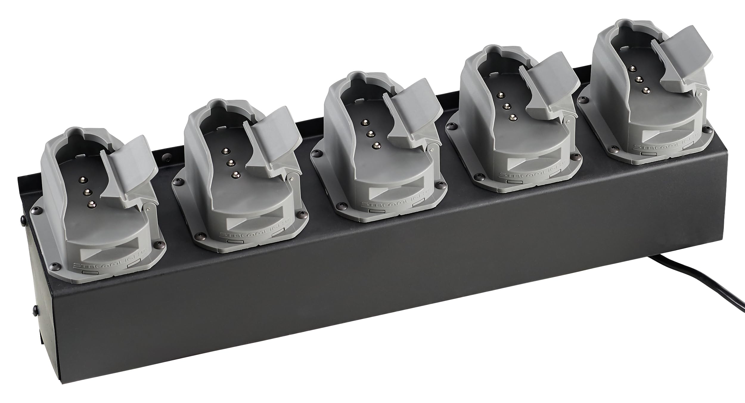 Streamlight Survivor X bank charger powering a 10-unit battery bank.
