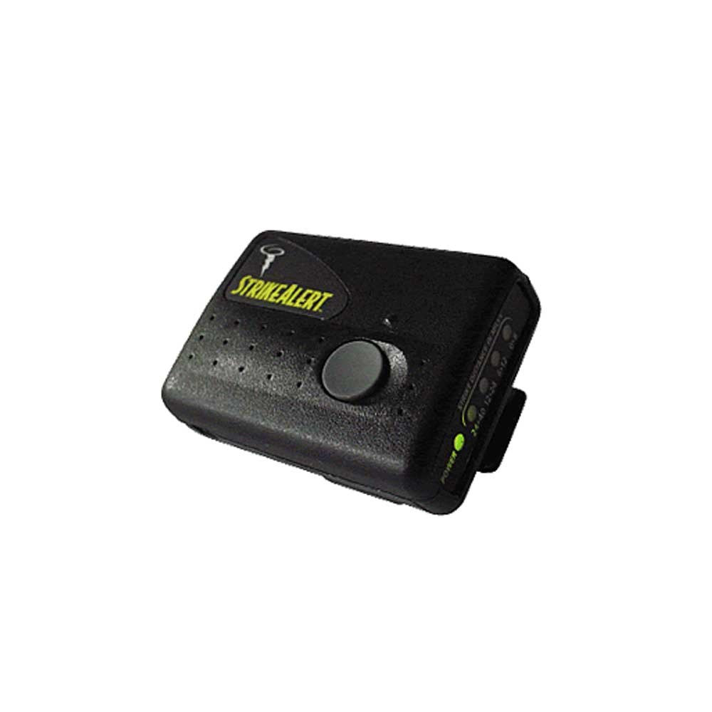 Strike Alert Robic detector in black for early lightning warning on outdoor adventures.