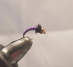 Strike Fly Company beadhead zebra midge purple size 18 for accurate depth control and subtle presentation.