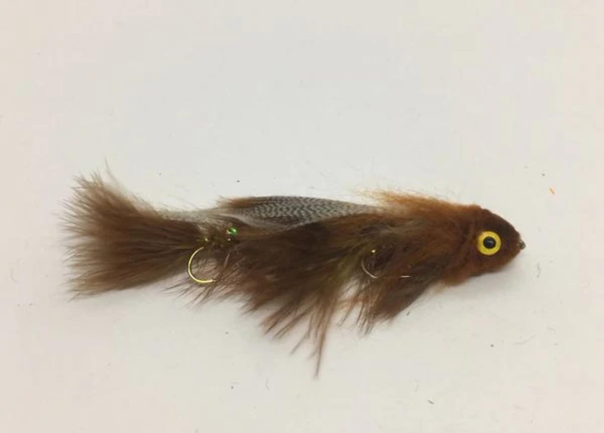 Strike Fly Boogie Man Brown articulated streamer size 6, perfect for trout in streams.