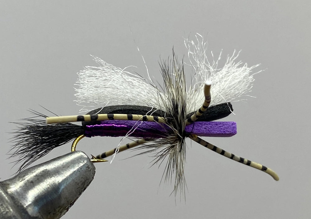 Strike Fly Hippie Stomper Purple Dry Fly shown in action catching trout
