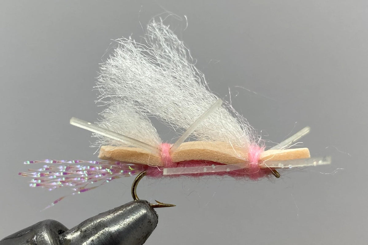 Strike Fly One Dozen Chubby Chernobyl peach-pink fly, high-visibility pattern for trout fishing.