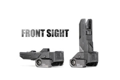 Strike Industries backup sights dual aperture rear shown for adjustable aiming.