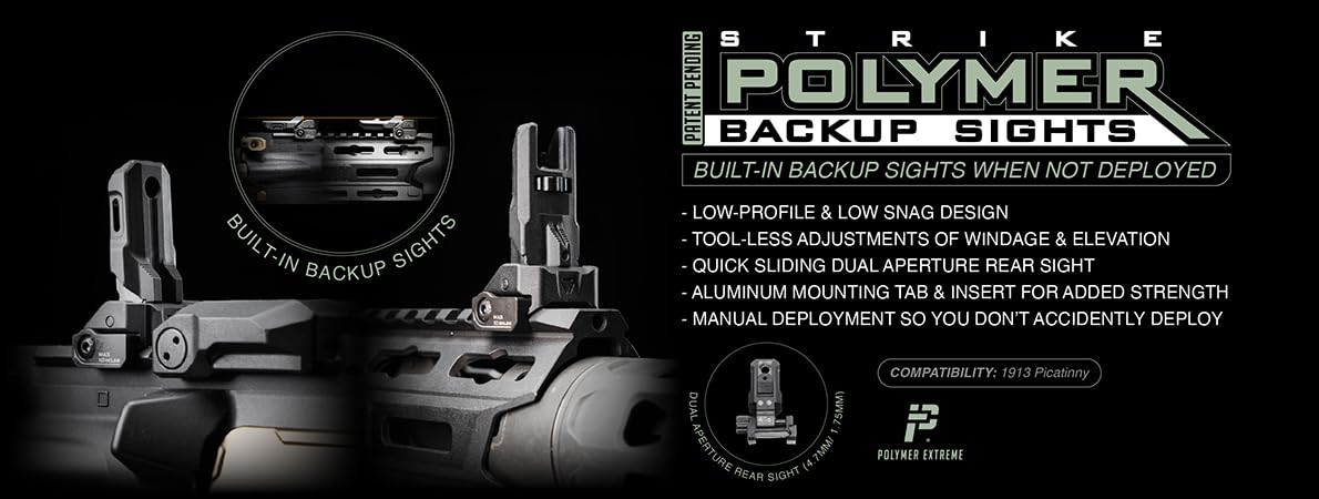 Strike Industries compact backup sights shown in a low-snags profile.