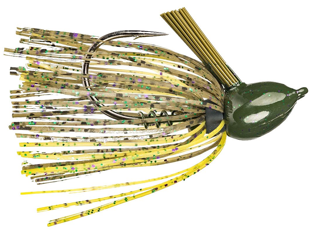 Strike King Hack Attack flipping jig in Candy Craw for flipping into heavy cover with fluorocarbon lines.