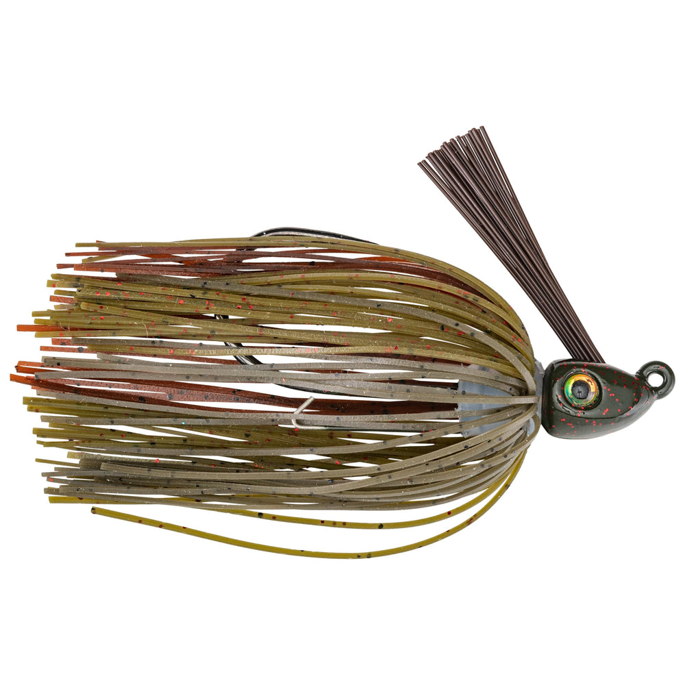 Strike King Hack Attack heavy cover swim jig with skirted action for dense cover presentation.