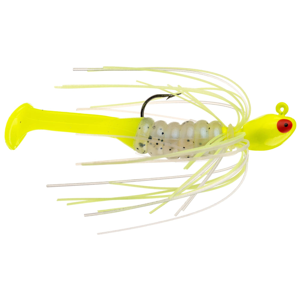 Strike King Krappie Kicker Swim Jig Monkey Shine helps navigate heavy cover for bigger crappie