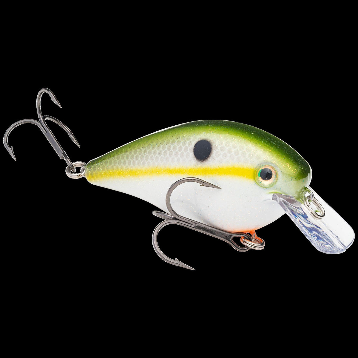 Strike King KVD 2.5 Square Bill Olive Shad lure for shallow water, showing erratic hunting action.