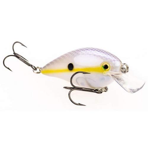 Strike King KVD Shallow Square Bill 1.5 chartreuse shad, side view, lip deflecting cover and action.