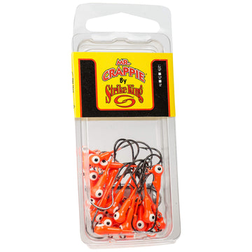 Strike King Mr. Crappie Jig Heads in fluorescent orange for precise vertical jigging