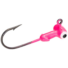 Strike King Mr. Crappie sausage head jighead with wide front for stable hooksets during vertical jigging.