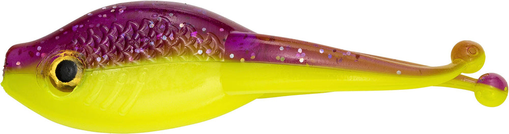 Strike King Mr Crappie Scissor Shad two-tailed action boosts jigging motion.