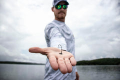 Strike King Ned Rig Head features a sickle-style hook and wire keeper for secure hookups.