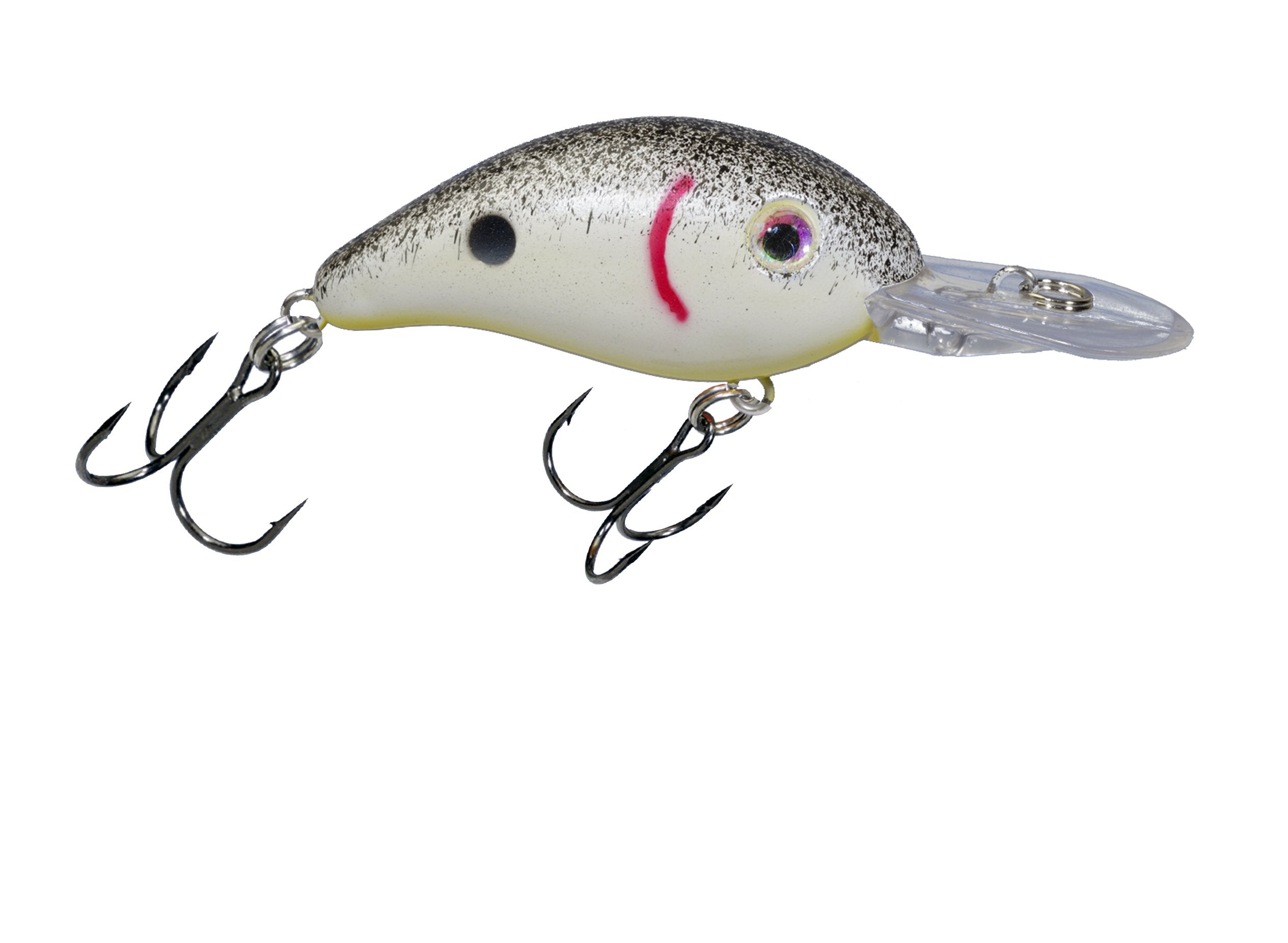 Strike King Pro-Model Series 3 crankbait in pearl and black splatter with chart belly, ideal for deep-water fishing.