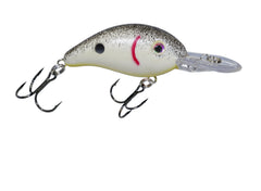 Strike King Pro-Model Series 3 crankbait in pearl and black splatter with chart belly, ideal for deep-water fishing.