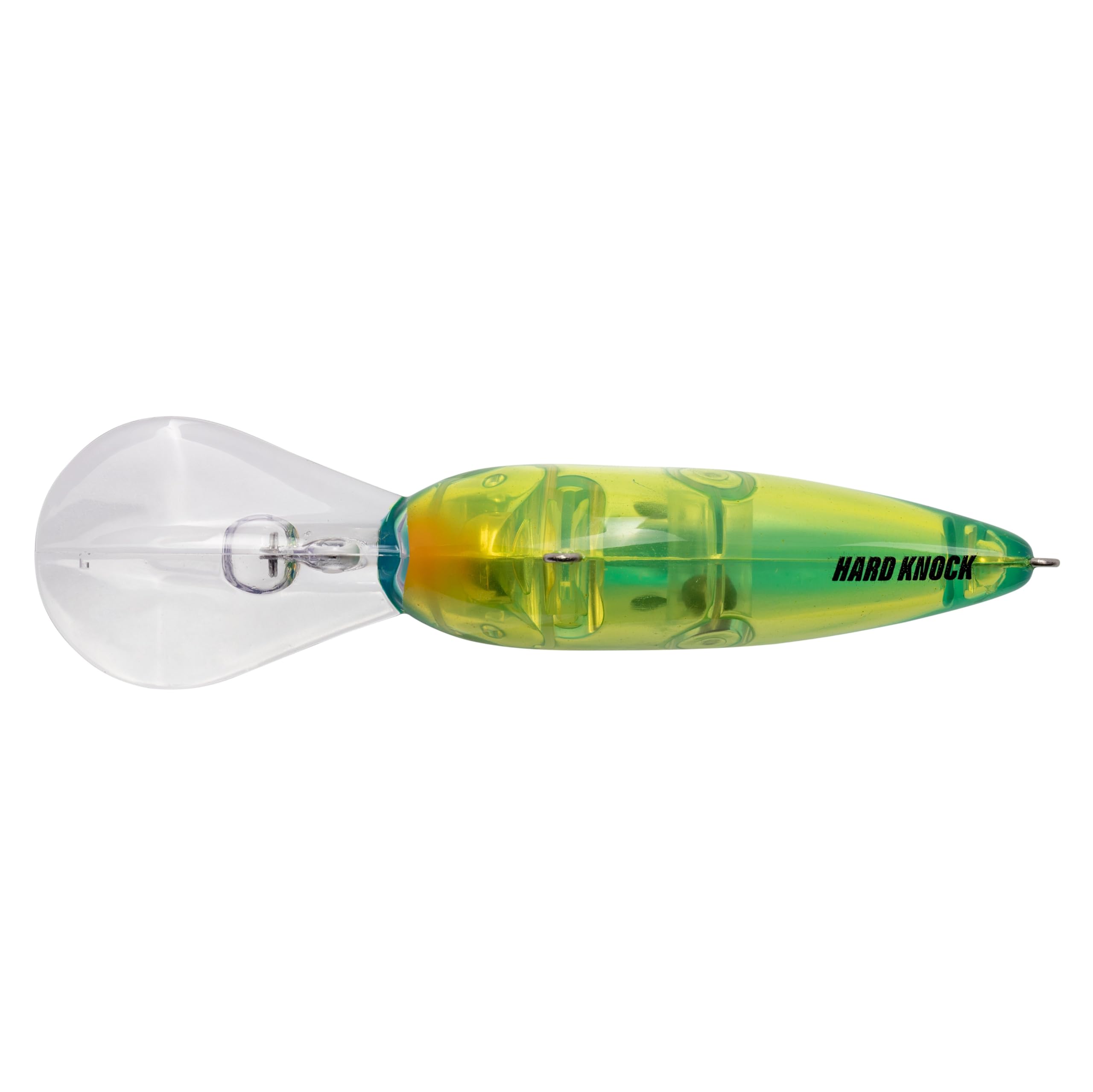 Strike King Promodel 6XD crankbait 820 chartreuse blue crystal delivers deep diving action for long casts.