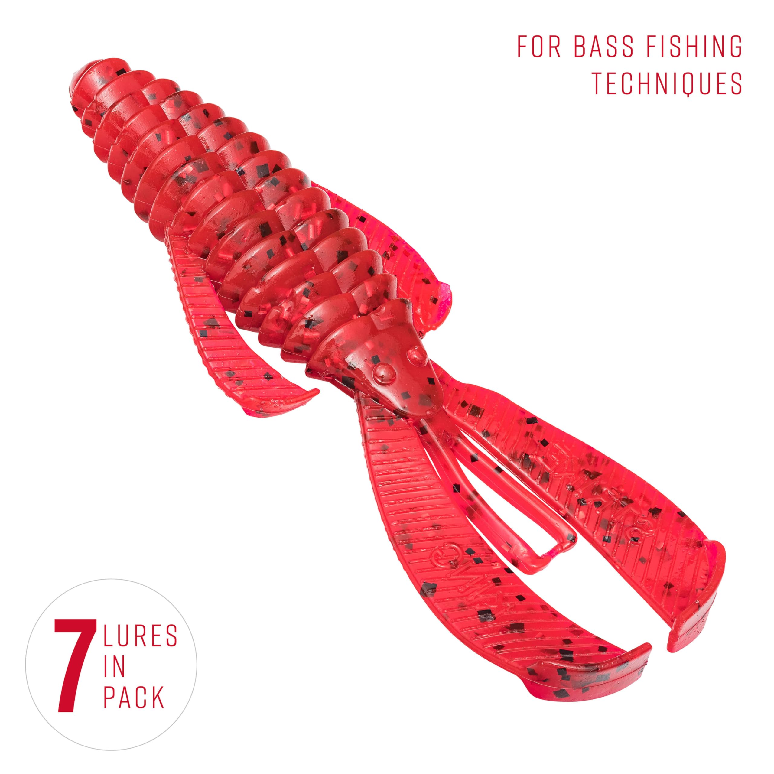Strike King Rage Bug Delta Red 4in imitation-craw shows rugged soft plastic feel.