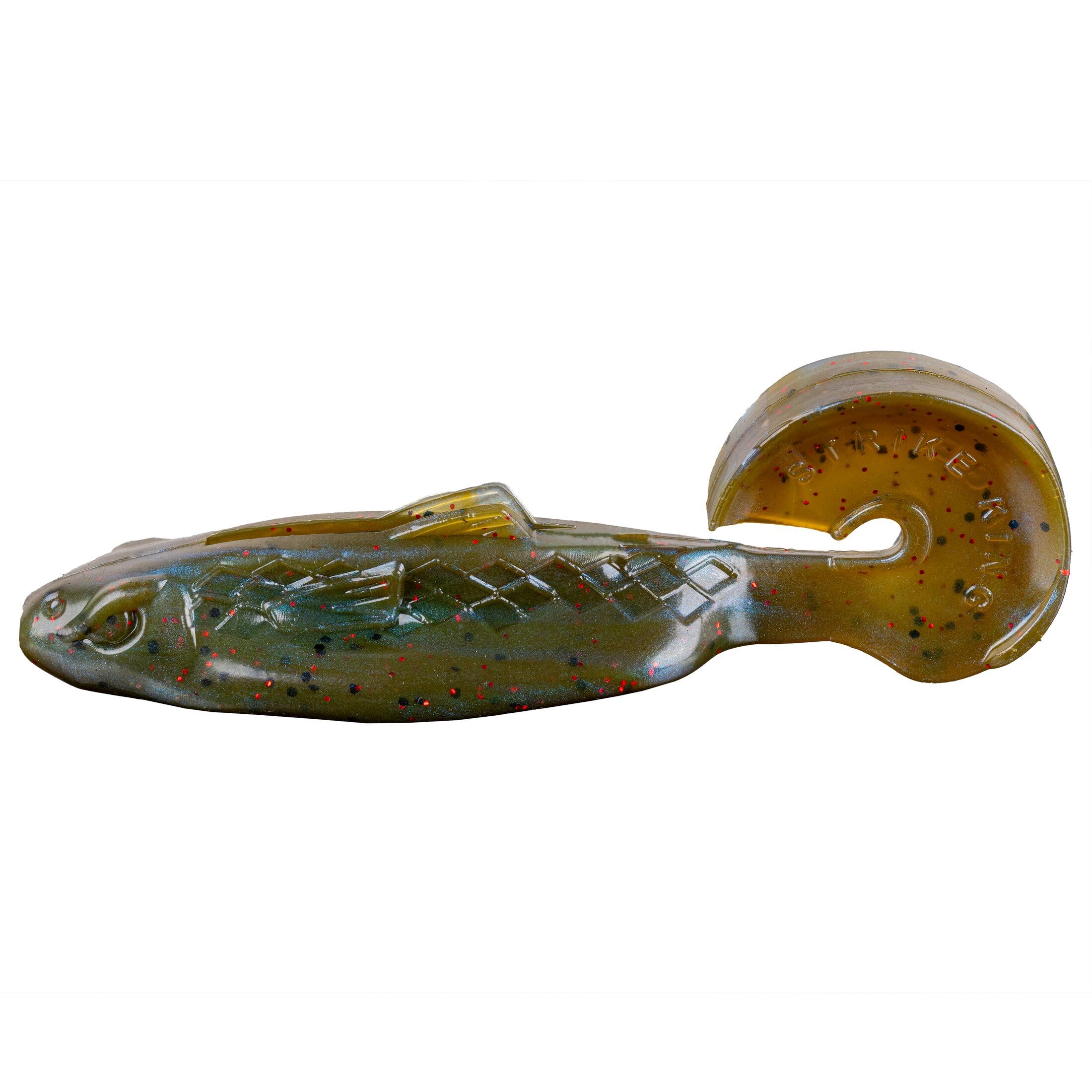 Rage Buzz Minnow Craw Red Flake 3.75-inch top view showing body and tail
