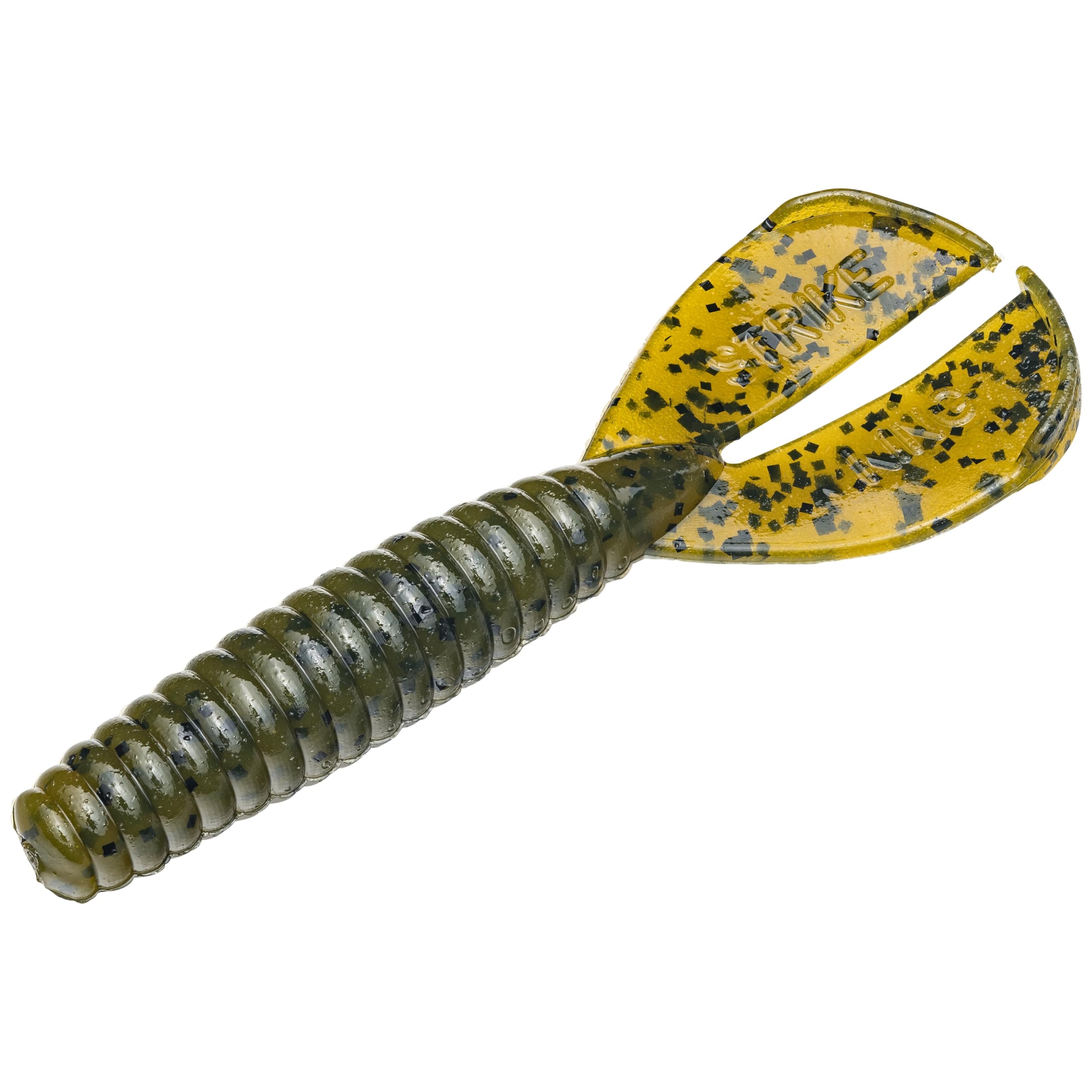 Strike King Rage Menace Grub with twin tails' dramatic action attracts bass
