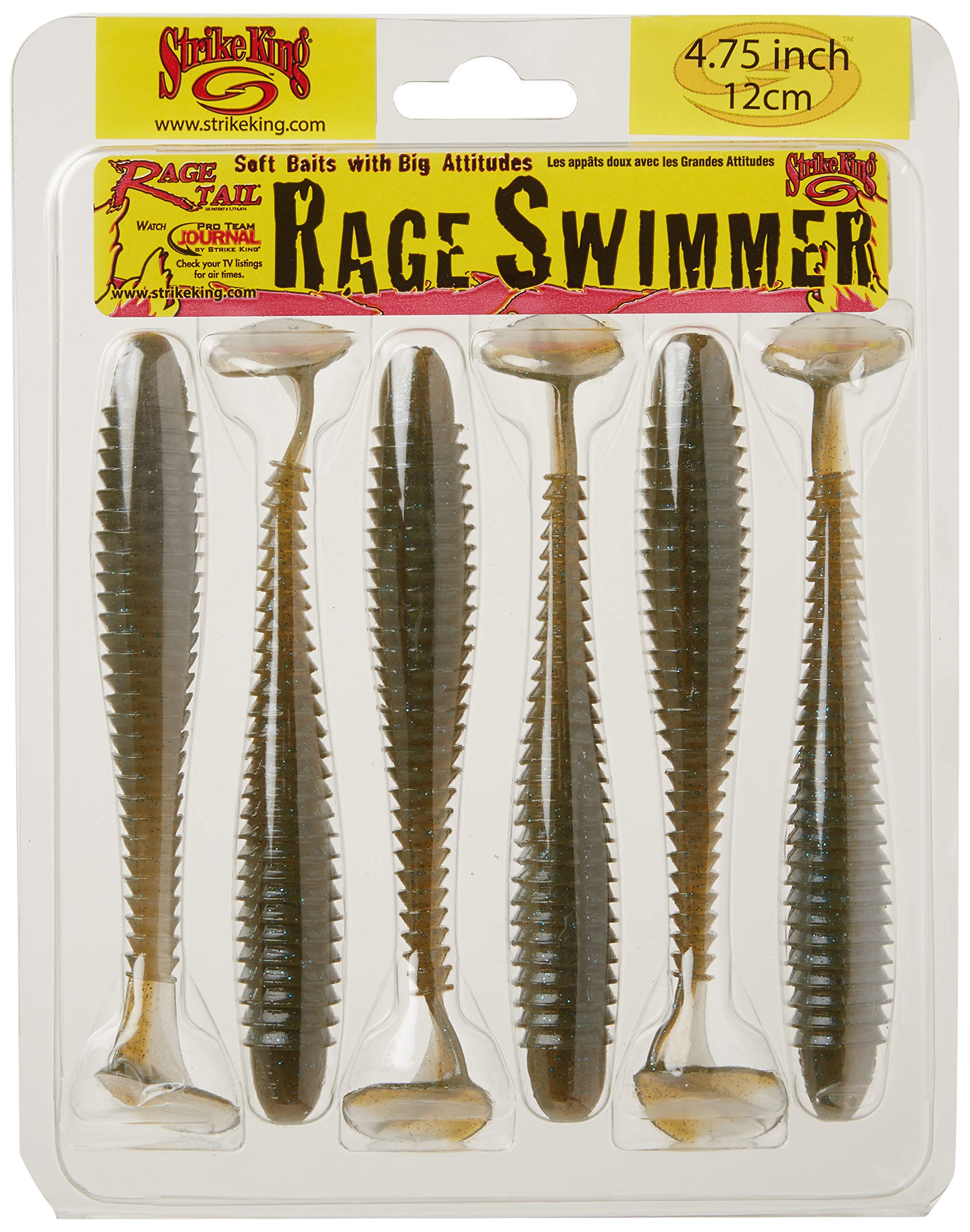 Strike King Rage Swimmer ribbed body creates subtle flex and tail flash