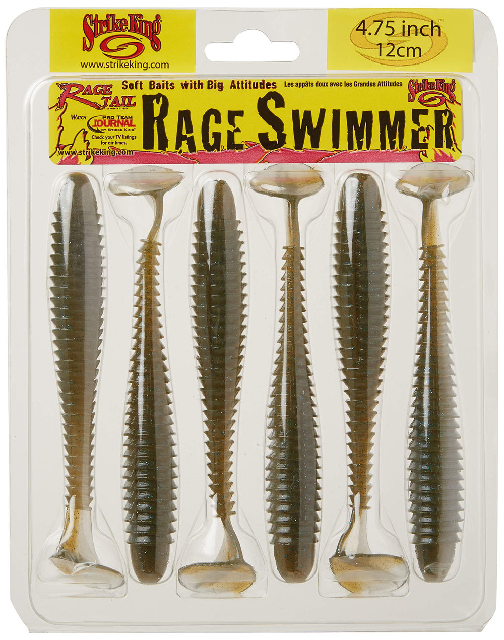 Strike King Rage Swimmer ribbed body creates subtle flex and tail flash