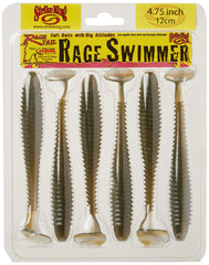 Strike King Rage Swimmer ribbed body creates subtle flex and tail flash