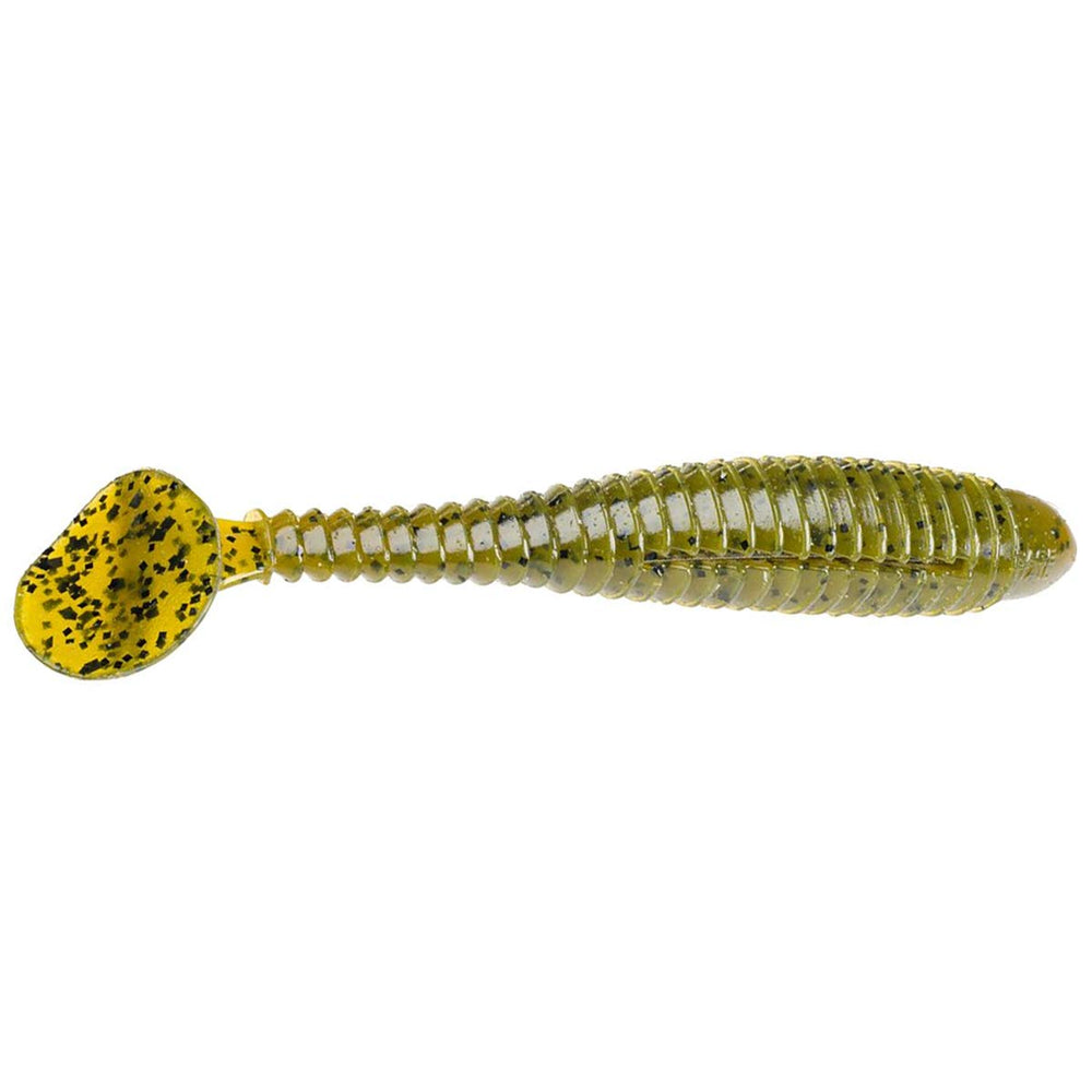 Strike King Rage Swimmer's thin pancake tail produces frantic action at any speed.