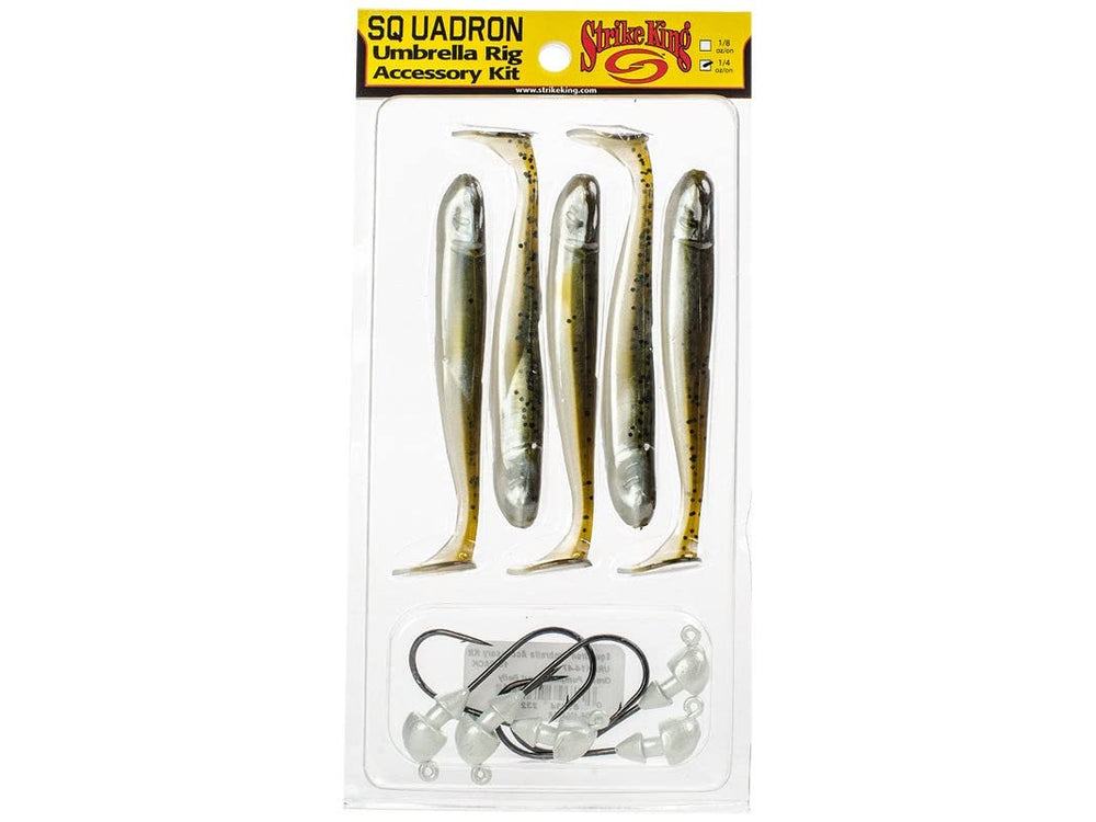 Strike King Squadron jig heads and swimbaits close-up for versatile rigs