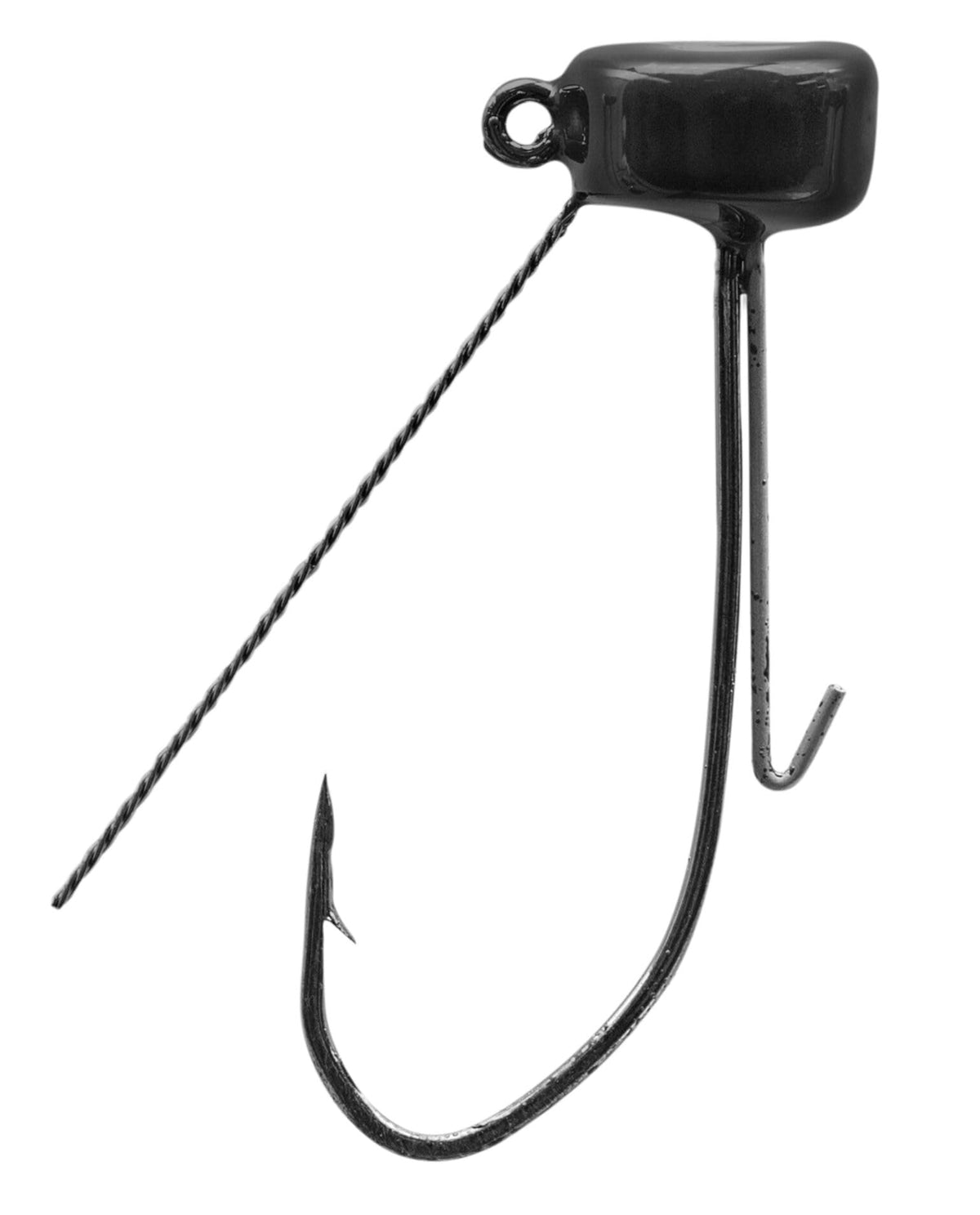 Strike King Tour Grade Ned Rig Head with weedguard in black stands up lures in cover.