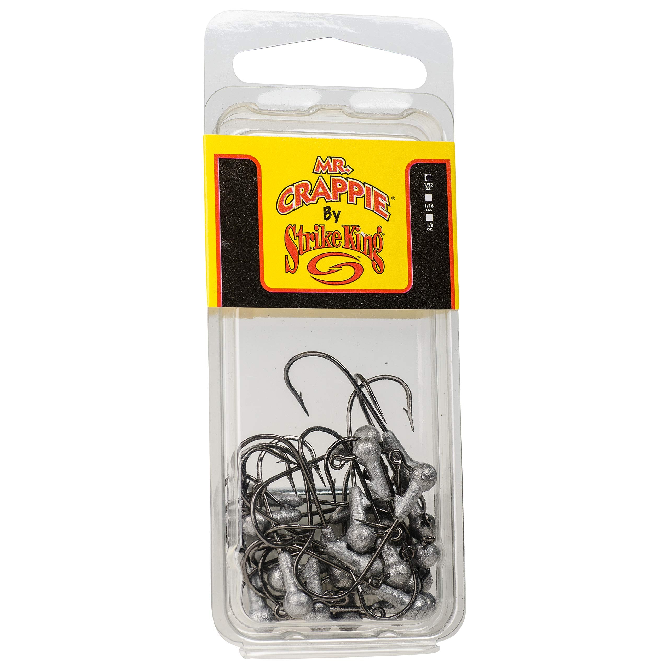 Strike King Mr. Crappie Jig Heads unpainted 0.065 oz for precise vertical jigging and solid hook sets.
