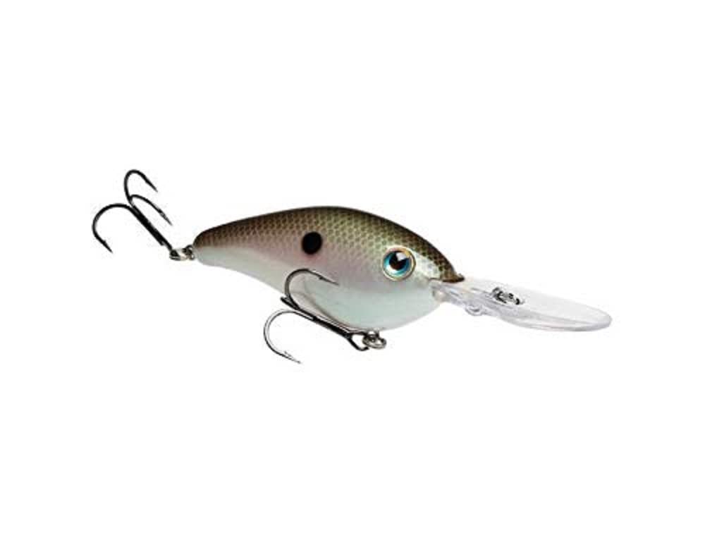 Strike King Pro Model 8XD Green Gizzard Shad crankbait delivering deep-water lure action.