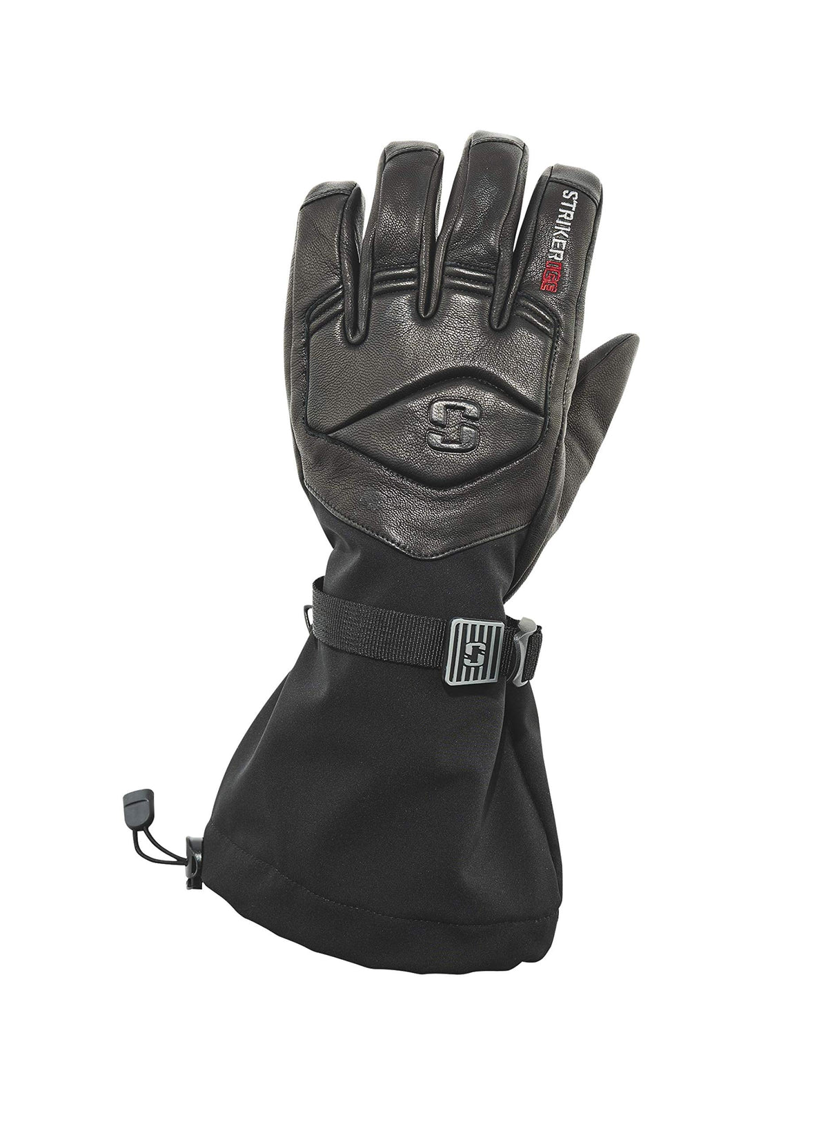 Striker Combat Glove palm view shows durable leather grip for ice fishing.