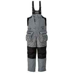 Front view of Striker Hardwater bib in gray and black, size 3X-Large