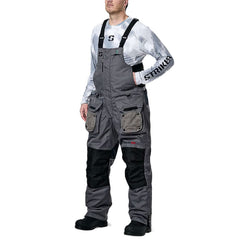 Side view of Striker Hardwater bib with adjustable inseam and cuffs