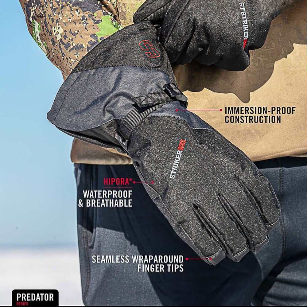 Side profile showing cuff design of Striker Predator Ice Fishing Glove