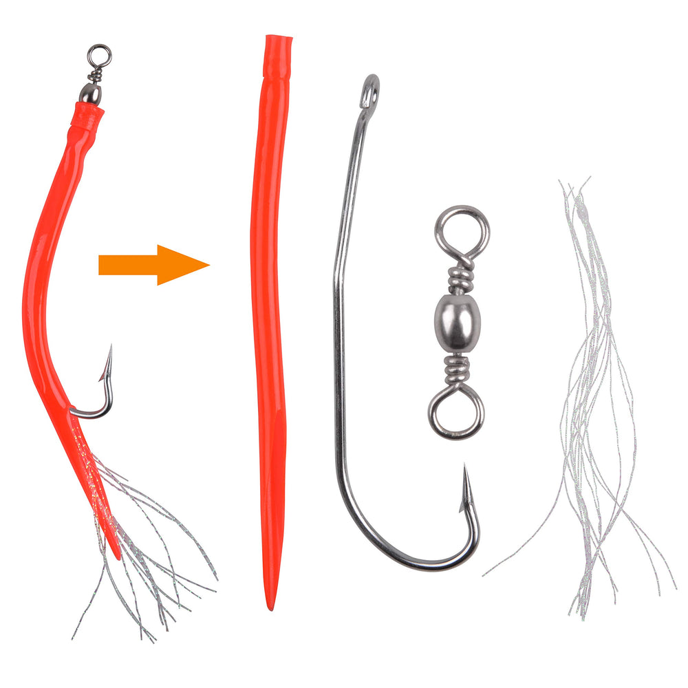 Tube lure with flash material for offshore trolling