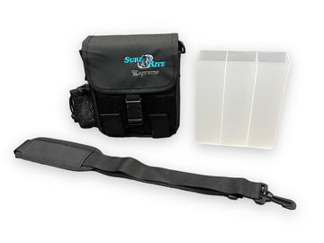 Striper Supreme small surf tackle bag side pocket open, organized storage for pliers and tools