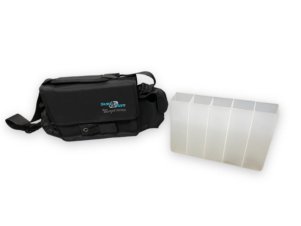 Striper Supreme Premium Surf Tackle Bag displays the 5-tube insert for lure organization.