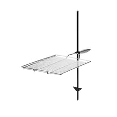 Stromberg Carlson GR-1522 pivoting grill away from fire for easy loading.