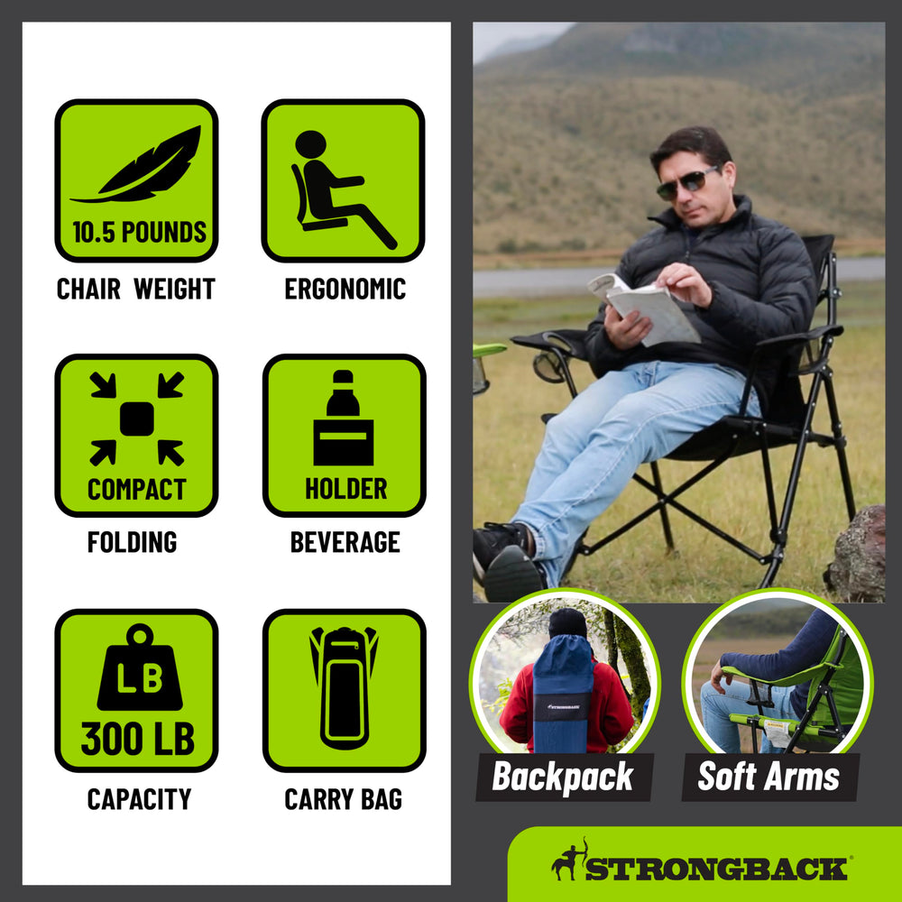 STRONGBACK Guru chair beach-side-view illustrating sturdy outdoor stability