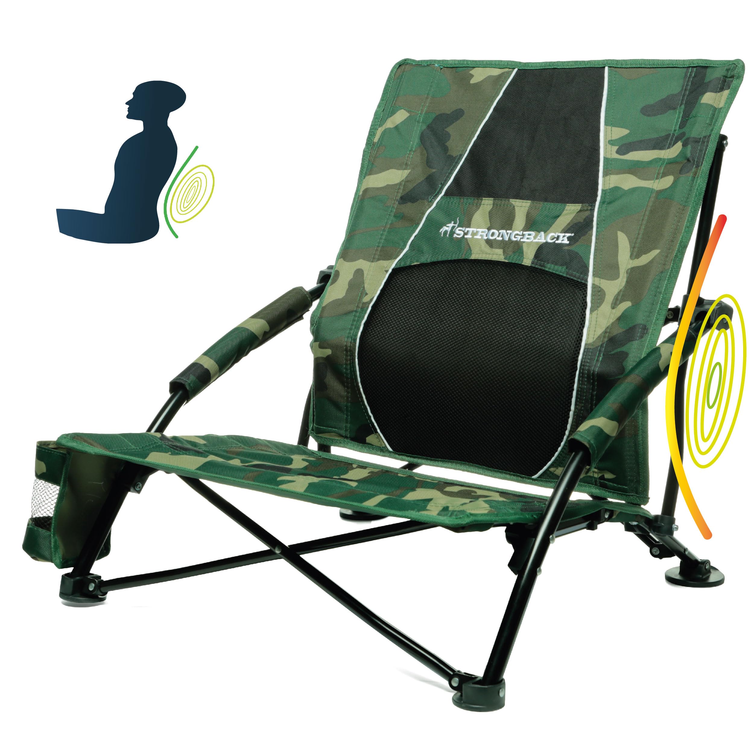 STRONGBACK low gravity chair folded in its backpack style carry bag for easy transport.
